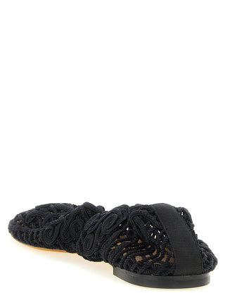 Black Polyester Ballet Flats