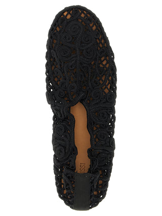 Black Polyester Ballet Flats
