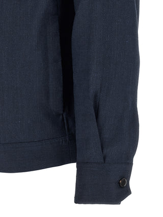 Blue Linen Full-Length Jacket