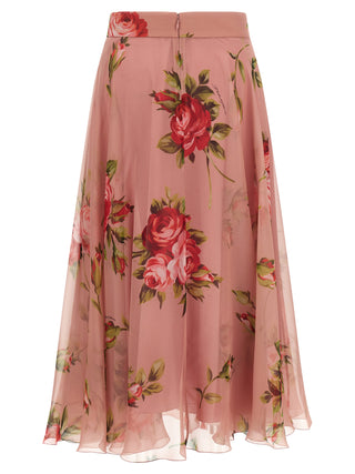 Multicolor Silk Midi Skirt