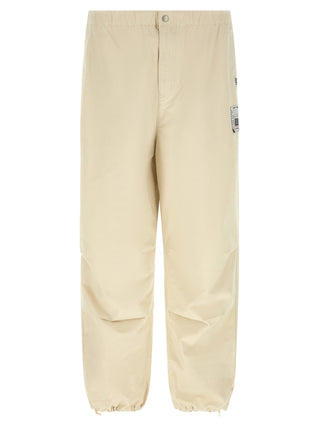 Beige Cotton Athletic Pants