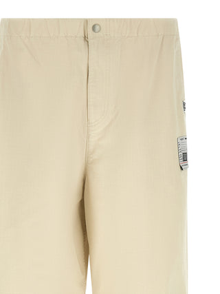 Beige Cotton Athletic Pants