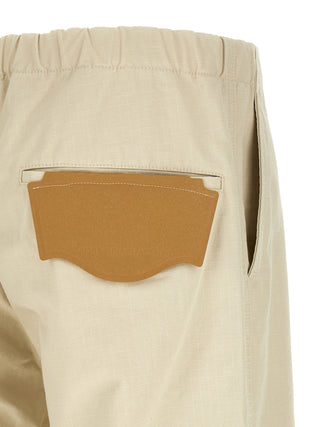 Beige Cotton Athletic Pants