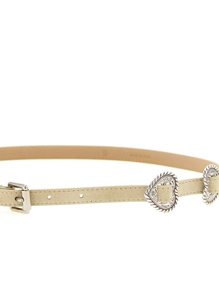 Beige Calfskin Thin Belt