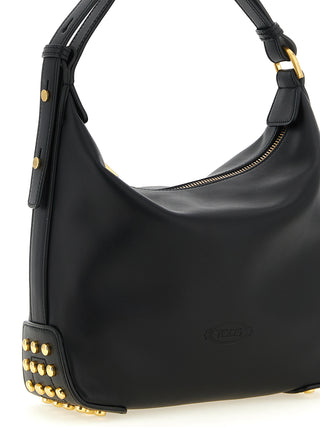 Black Calfskin Shoulder Bag