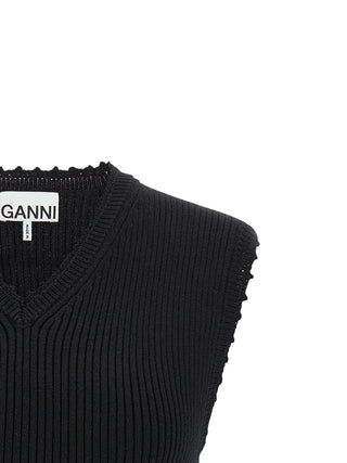 Black Organic Cotton Sleeveless Jacket