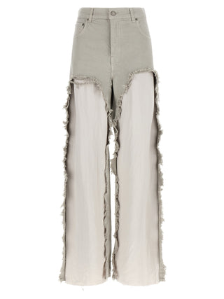 Gray Cotton Flared Jeans