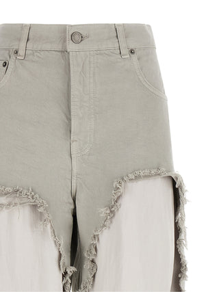 Gray Cotton Flared Jeans