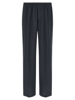 Black Polyester Casual Pants