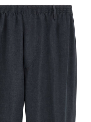 Black Polyester Casual Pants
