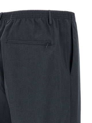 Black Polyester Casual Pants