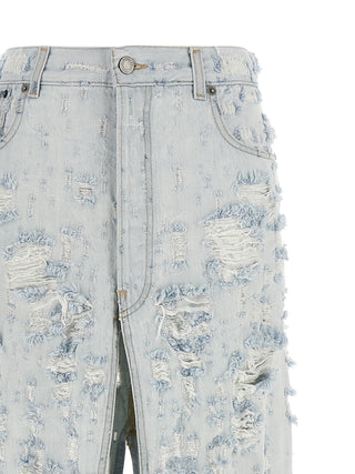 Blue Cotton Mini Skirt