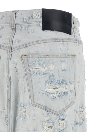 Blue Cotton Mini Skirt