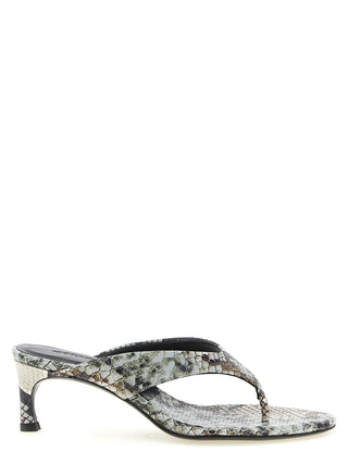 Gray Calfskin Flip-Flop Sandals