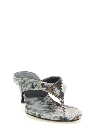 Gray Calfskin Flip-Flop Sandals