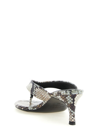 Gray Calfskin Flip-Flop Sandals