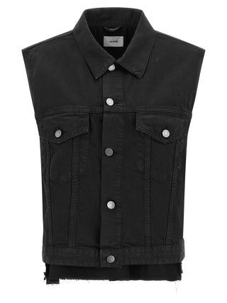 Black Cotton Sleeveless Jacket