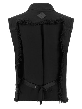 Black Cotton Sleeveless Jacket