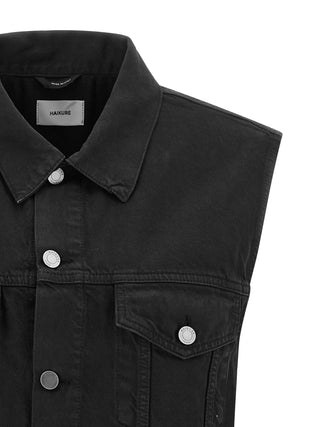 Black Cotton Sleeveless Jacket
