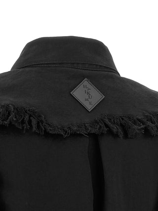 Black Cotton Sleeveless Jacket