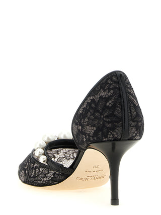Black Tencel Mid Heel Pumps