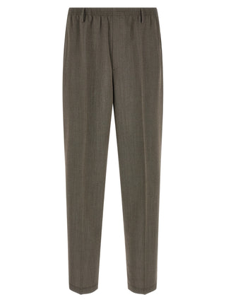 Brown Virgin Wool Casual Pants