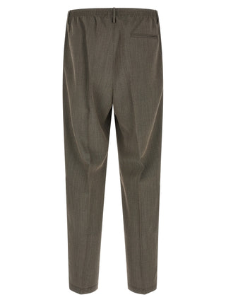 Brown Virgin Wool Casual Pants