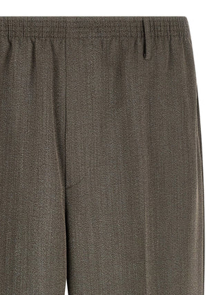 Brown Virgin Wool Casual Pants