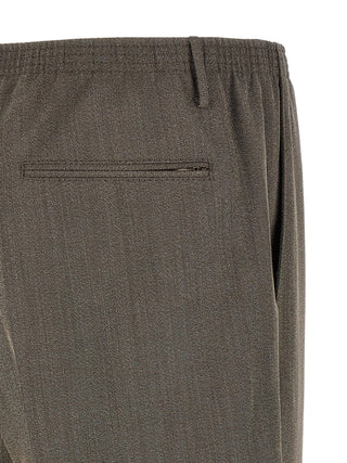 Brown Virgin Wool Casual Pants