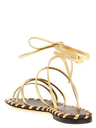 Gold Lamb Leather Flat Sandals