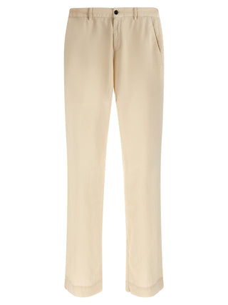 Beige Cotton Casual Pants