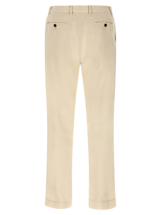 Beige Cotton Casual Pants