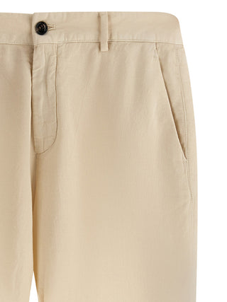 Beige Cotton Casual Pants