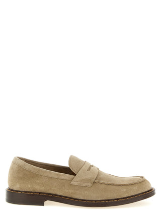 Mocasines beige de piel de becerro sin cordones