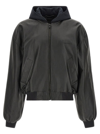 Chaqueta de cuero de cordero negra