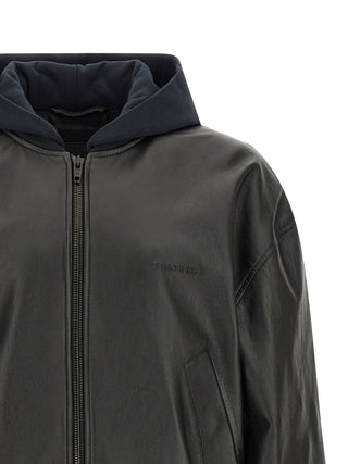 Chaqueta de cuero de cordero negra
