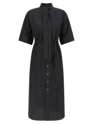 Vestido midi negro de algodón
