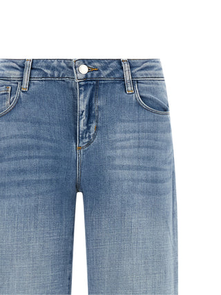 Blue Cotton Straight-Leg Jeans