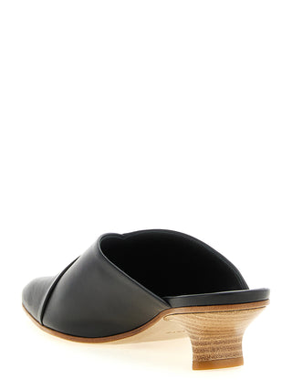 Black Calfskin Mid Heel Pumps