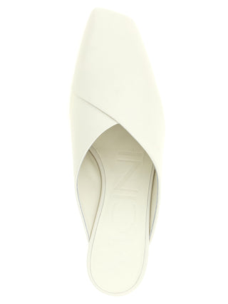 White Calfskin Mid Heel Pumps