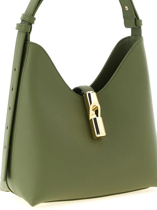 Bolso de hombro bicolor de piel de becerro