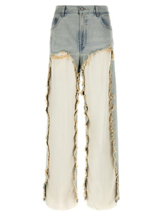Blue Cotton Flared Jeans