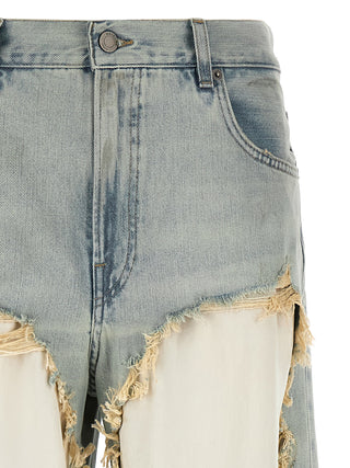 Blue Cotton Flared Jeans
