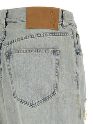 Blue Cotton Flared Jeans