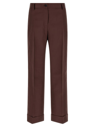 Brown Viscose Casual Pants