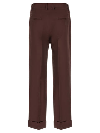 Brown Viscose Casual Pants