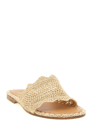 Beige Viscose Slides