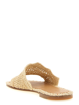 Beige Viscose Slides