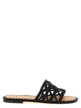 Black Viscose Slides