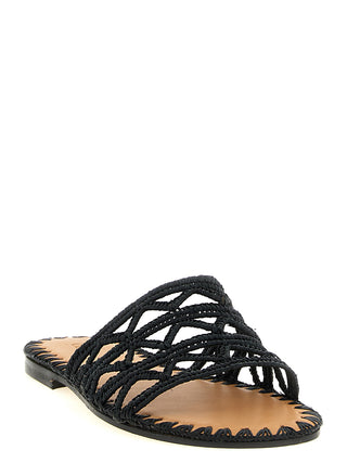 Black Viscose Slides